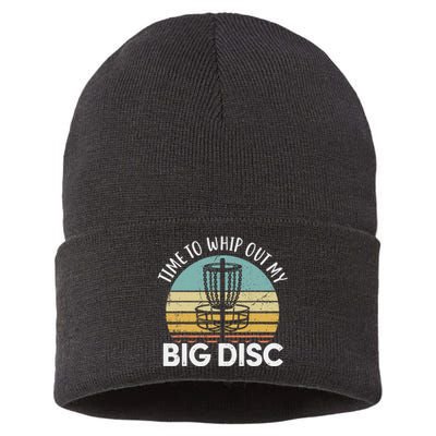 Funny Disc Golf Art For  Flying Disc Sport Players Sustainable Knit Beanie