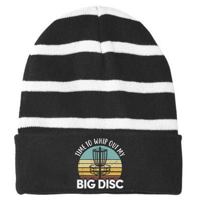 Funny Disc Golf Art For  Flying Disc Sport Players Striped Beanie with Solid Band