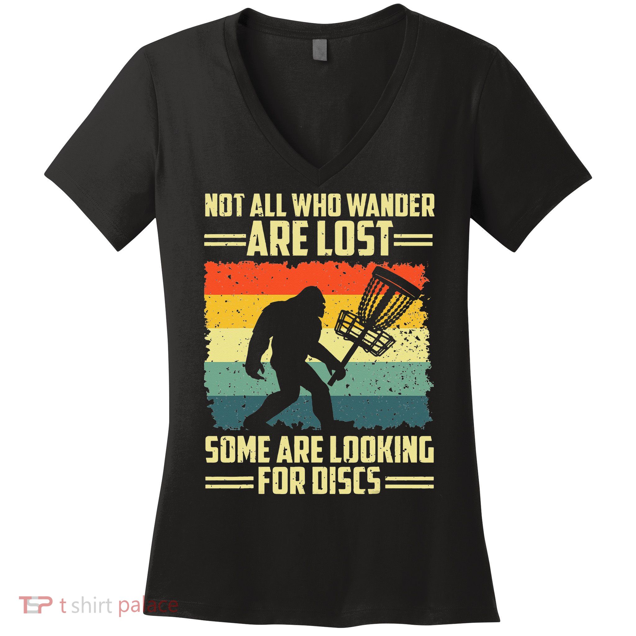 Funny Disc Golf Bigfoot For Disc Golf Players Women's V-Neck T-Shirt