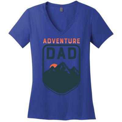 Fathers Day Gift Adventure Dad Gift Hiking Outdoors Camping Gift Women's V-Neck T-Shirt