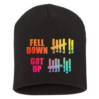 Fell Down Got Up Motivational Positivity Short Acrylic Beanie