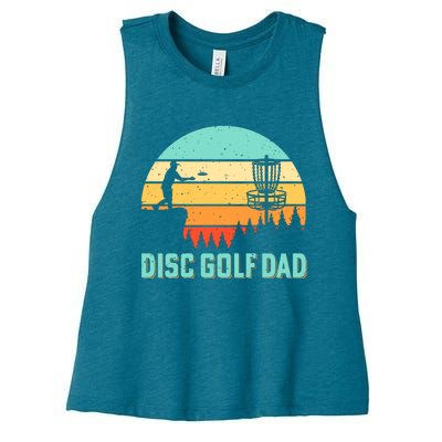 Funny Disc Golf Dad Retro Disc Golf Dad Golfer Dad Golf Lover Vintage Golfing Women's Racerback Cropped Tank