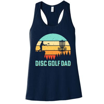 Funny Disc Golf Dad Retro Disc Golf Dad Golfer Dad Golf Lover Vintage Golfing Women's Racerback Tank