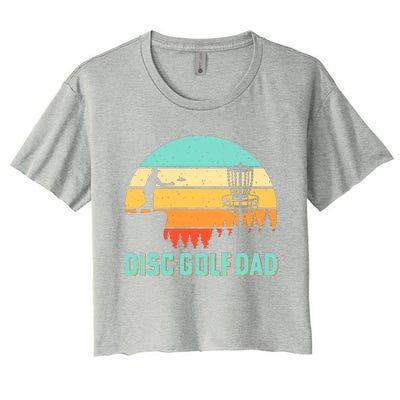 Funny Disc Golf Dad Retro Disc Golf Dad Golfer Dad Golf Lover Vintage Golfing Women's Crop Top Tee