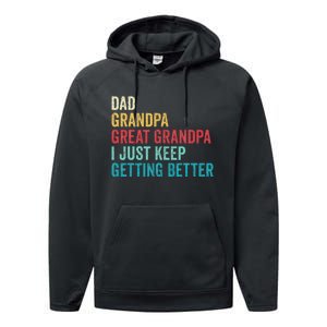 Fathers Day Grandpa Gift From Grand Dad Great Grandpa Performance Fleece Hoodie