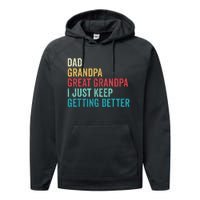 Fathers Day Grandpa Gift From Grand Dad Great Grandpa Performance Fleece Hoodie