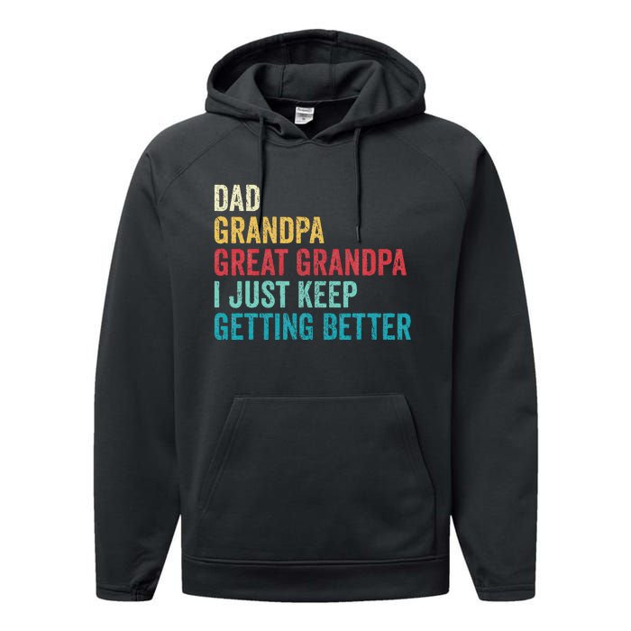 Fathers Day Grandpa Gift From Grand Dad Great Grandpa Performance Fleece Hoodie