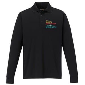 Fathers Day Grandpa Gift From Grand Dad Great Grandpa Performance Long Sleeve Polo