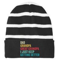 Fathers Day Grandpa Gift From Grand Dad Great Grandpa Striped Beanie with Solid Band