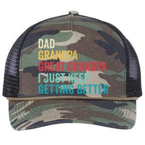 Fathers Day Grandpa Gift From Grand Dad Great Grandpa Retro Rope Trucker Hat Cap