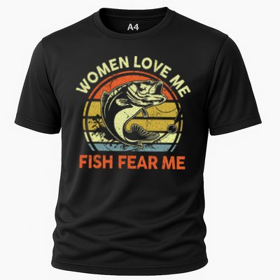 Fathers Day Gift Women Love Fish Fear Papa Funny Dad Fishing Performance Shirt