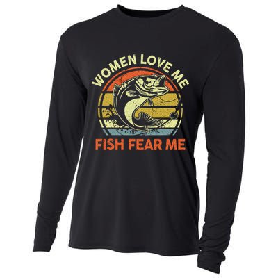 Fathers Day Gift Women Love Fish Fear Papa Funny Dad Fishing Cooling Performance Long Sleeve Crew