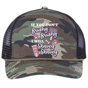 Funny Dog Groomer If You DonT Brushy Brushy Dog Grooming Retro Rope Trucker Hat Cap