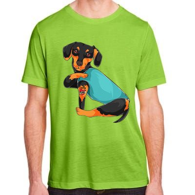 Fathers Day Gift Funny Dog Dad Dachshund I Love Dad Tattoo Adult ChromaSoft Performance T-Shirt