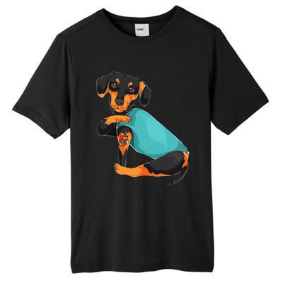 Fathers Day Gift Funny Dog Dad Dachshund I Love Dad Tattoo Tall Fusion ChromaSoft Performance T-Shirt