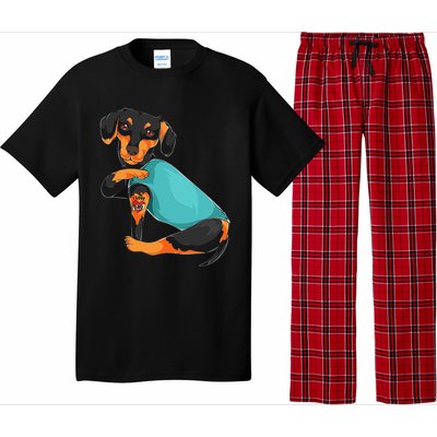 Fathers Day Gift Funny Dog Dad Dachshund I Love Dad Tattoo Pajama Set