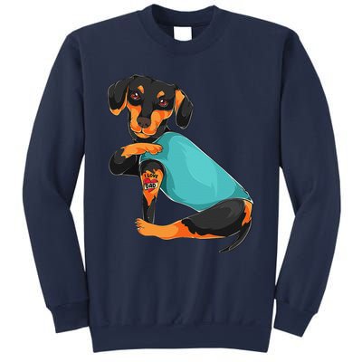 Fathers Day Gift Funny Dog Dad Dachshund I Love Dad Tattoo Sweatshirt