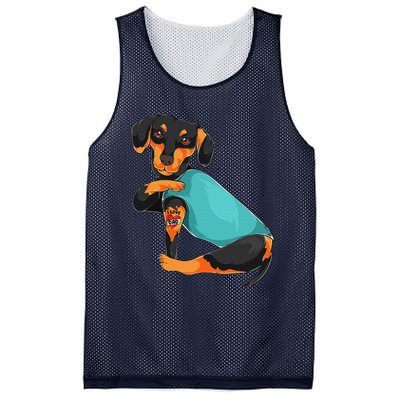 Fathers Day Gift Funny Dog Dad Dachshund I Love Dad Tattoo Mesh Reversible Basketball Jersey Tank