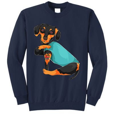 Fathers Day Gift Funny Dog Dad Dachshund I Love Dad Tattoo Tall Sweatshirt