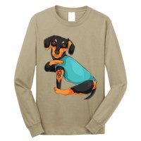 Fathers Day Gift Funny Dog Dad Dachshund I Love Dad Tattoo Long Sleeve Shirt