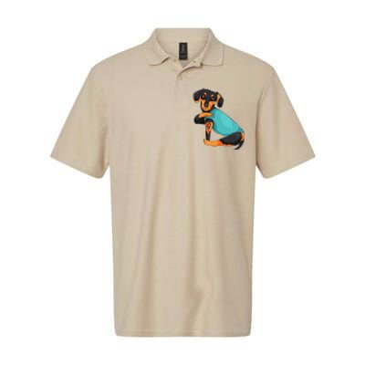 Fathers Day Gift Funny Dog Dad Dachshund I Love Dad Tattoo Softstyle Adult Sport Polo