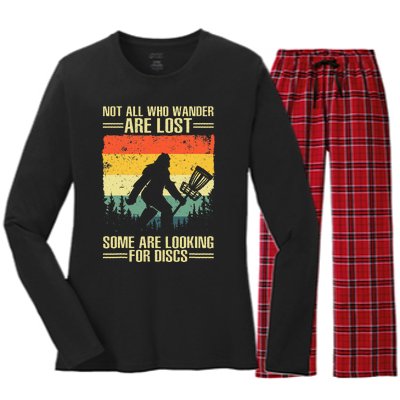 Funny Disc Golf Art For Women Disc Golf Player Women's Long Sleeve Flannel Pajama Set 