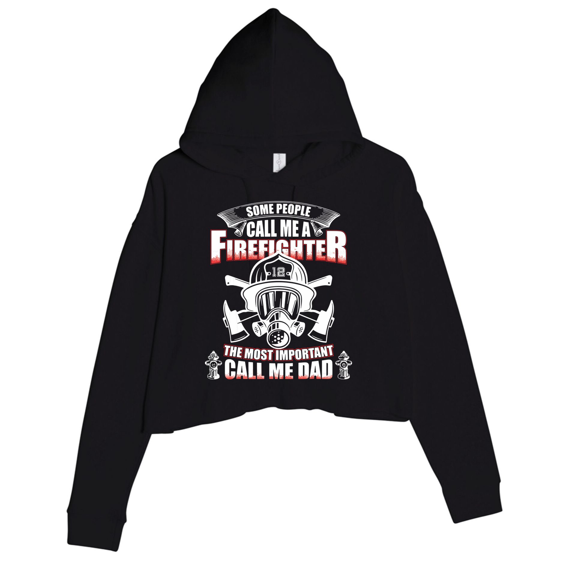Fathers Day Gift For Firefighter Dad Fireman Crop Fleece Hoodie