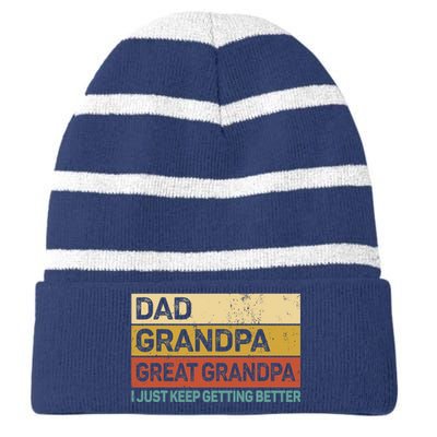 Fathers Day Gift from Grand Dad Grandpa Great Grandpa Striped Beanie with Solid Band