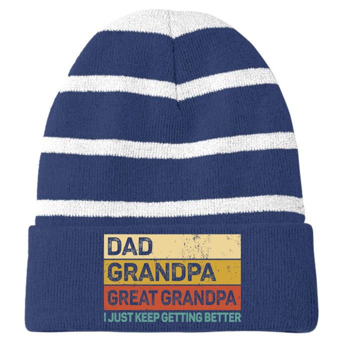 Fathers Day Gift from Grand Dad Grandpa Great Grandpa Striped Beanie with Solid Band