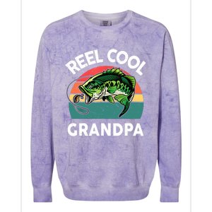 Fathers Day Gift Reel Cool Grandpa Dad Papa PopPop Fishing Colorblast Crewneck Sweatshirt