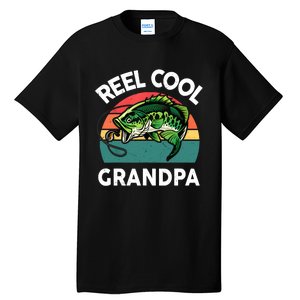 Fathers Day Gift Reel Cool Grandpa Dad Papa PopPop Fishing Tall T-Shirt