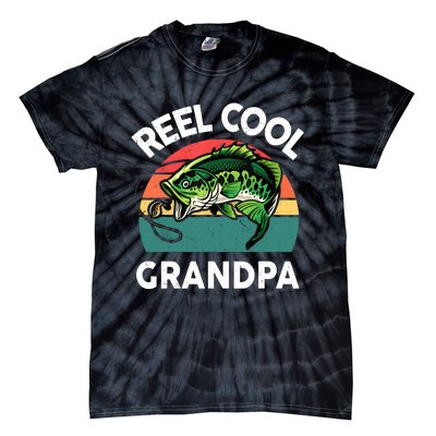 Fathers Day Gift Reel Cool Grandpa Dad Papa PopPop Fishing Tie-Dye T-Shirt