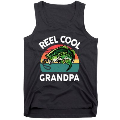 Fathers Day Gift Reel Cool Grandpa Dad Papa PopPop Fishing Tank Top