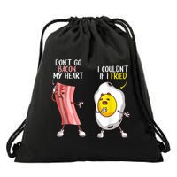 Funny Don't Go Bacon My Heart Cool Bacon And Egg Foodie Drawstring Bag