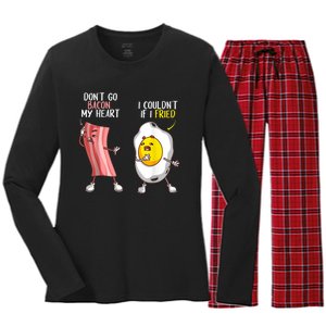 Funny Don't Go Bacon My Heart Cool Bacon And Egg Foodie Women's Long Sleeve Flannel Pajama Set 