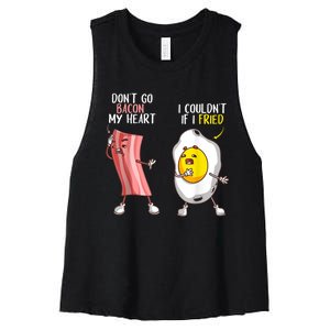 Funny Don't Go Bacon My Heart Cool Bacon And Egg Foodie Women's Racerback Cropped Tank