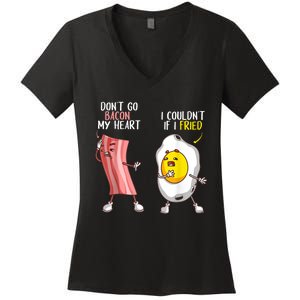 Funny Don't Go Bacon My Heart Cool Bacon And Egg Foodie Women's V-Neck T-Shirt