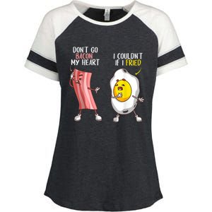 Funny Don't Go Bacon My Heart Cool Bacon And Egg Foodie Enza Ladies Jersey Colorblock Tee