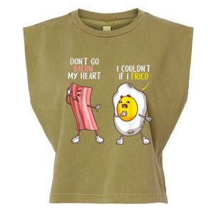 Funny Don't Go Bacon My Heart Cool Bacon And Egg Foodie Garment-Dyed Women's Muscle Tee