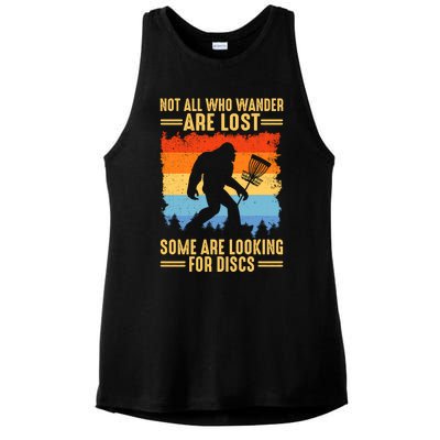 Funny Disc Golf Art For Bigfoot Lovers Not All Who Wander Are Lost Ladies PosiCharge Tri-Blend Wicking Tank