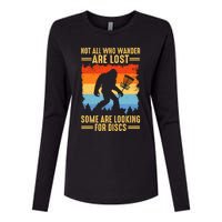 Funny Disc Golf Art For Bigfoot Lovers Not All Who Wander Are Lost Womens Cotton Relaxed Long Sleeve T-Shirt