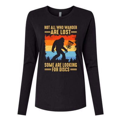 Funny Disc Golf Art For Bigfoot Lovers Not All Who Wander Are Lost Womens Cotton Relaxed Long Sleeve T-Shirt