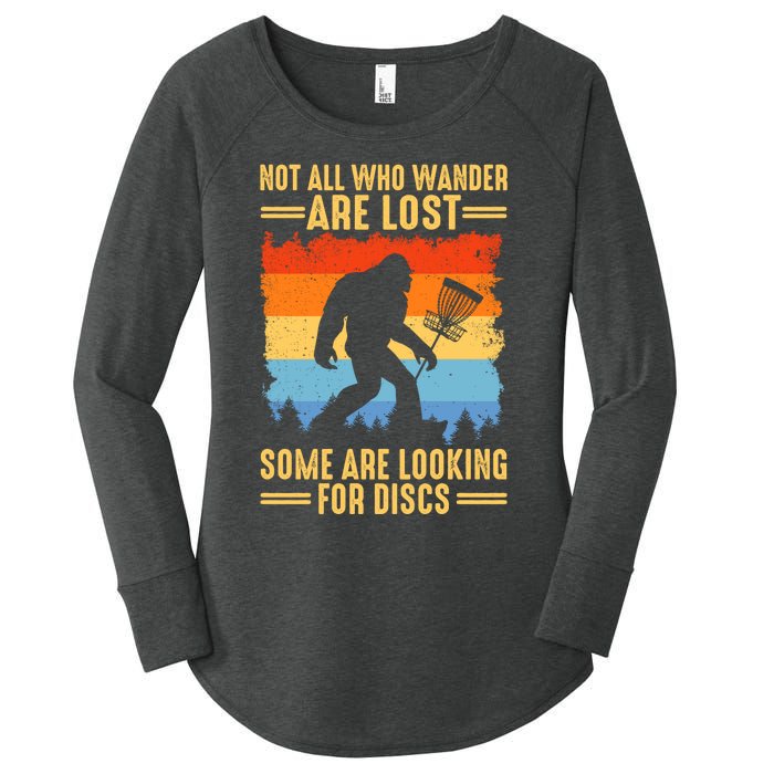 Funny Disc Golf Art For Bigfoot Lovers Not All Who Wander Are Lost Women's Perfect Tri Tunic Long Sleeve Shirt