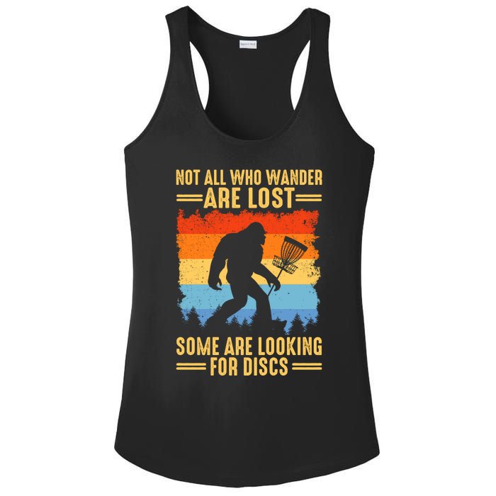 Funny Disc Golf Art For Bigfoot Lovers Not All Who Wander Are Lost Ladies PosiCharge Competitor Racerback Tank