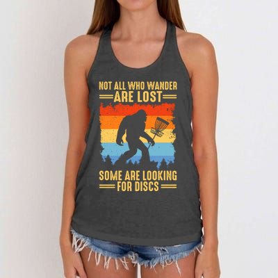 Funny Disc Golf Art For Bigfoot Lovers Not All Who Wander Are Lost Women's Knotted Racerback Tank