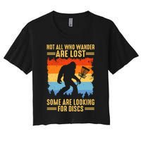 Funny Disc Golf Art For Bigfoot Lovers Not All Who Wander Are Lost Women's Crop Top Tee