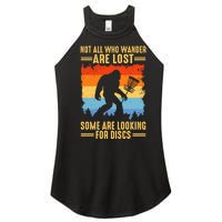 Funny Disc Golf Art For Bigfoot Lovers Not All Who Wander Are Lost Women's Perfect Tri Rocker Tank