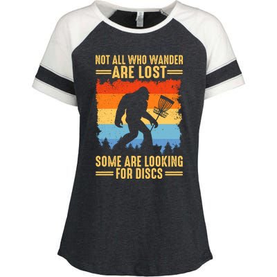 Funny Disc Golf Art For Bigfoot Lovers Not All Who Wander Are Lost Enza Ladies Jersey Colorblock Tee