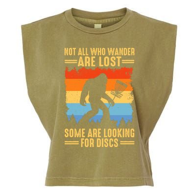 Funny Disc Golf Art For Bigfoot Lovers Not All Who Wander Are Lost Garment-Dyed Women's Muscle Tee