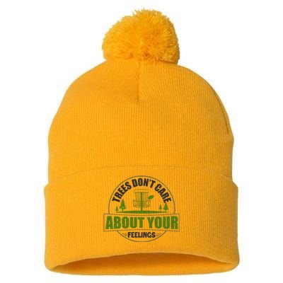 Funny Disc Golf Trees Don't Care About Your Feelings Pom Pom 12in Knit Beanie